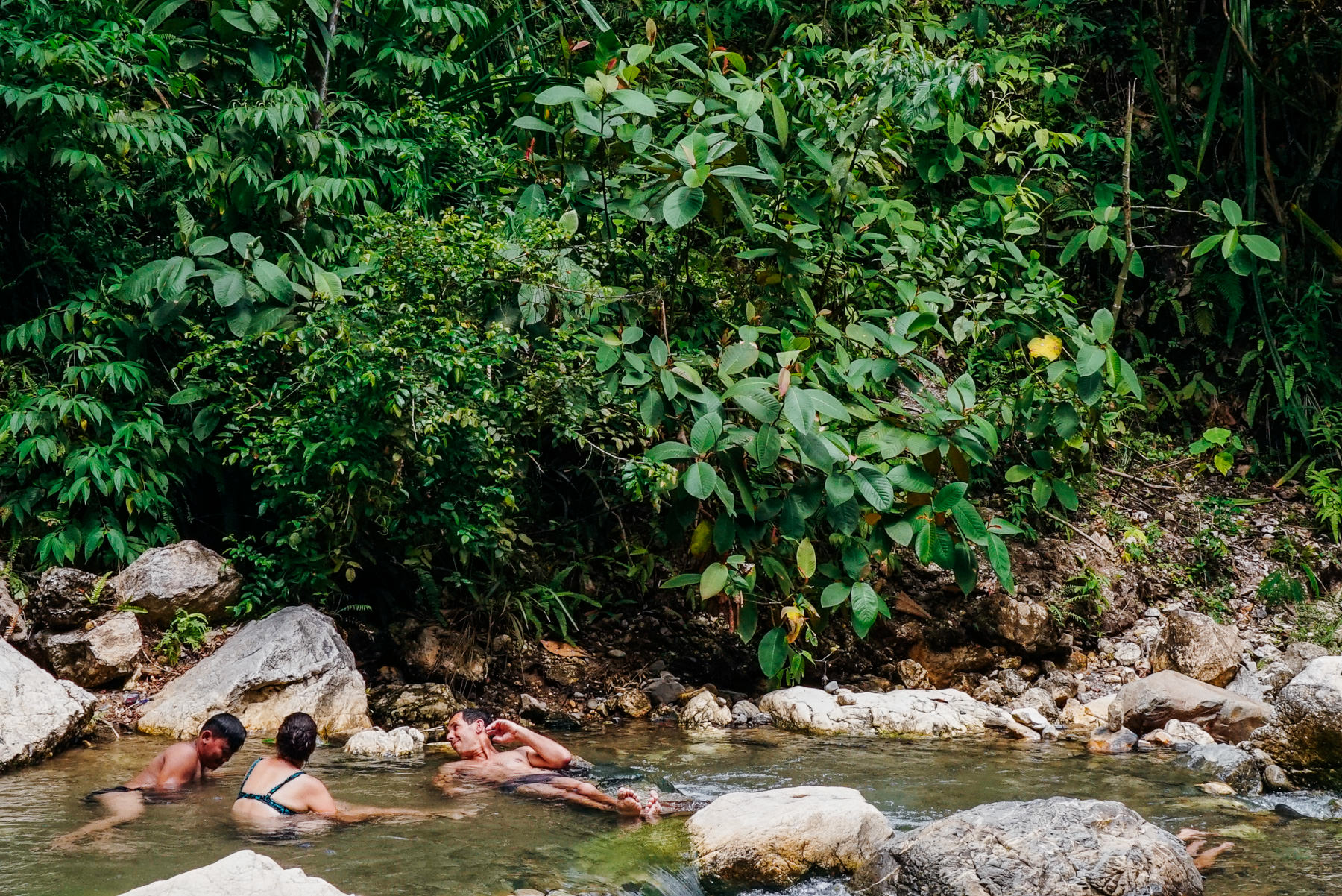 Natural hot spring pool in the middle of the Sumatra jungle