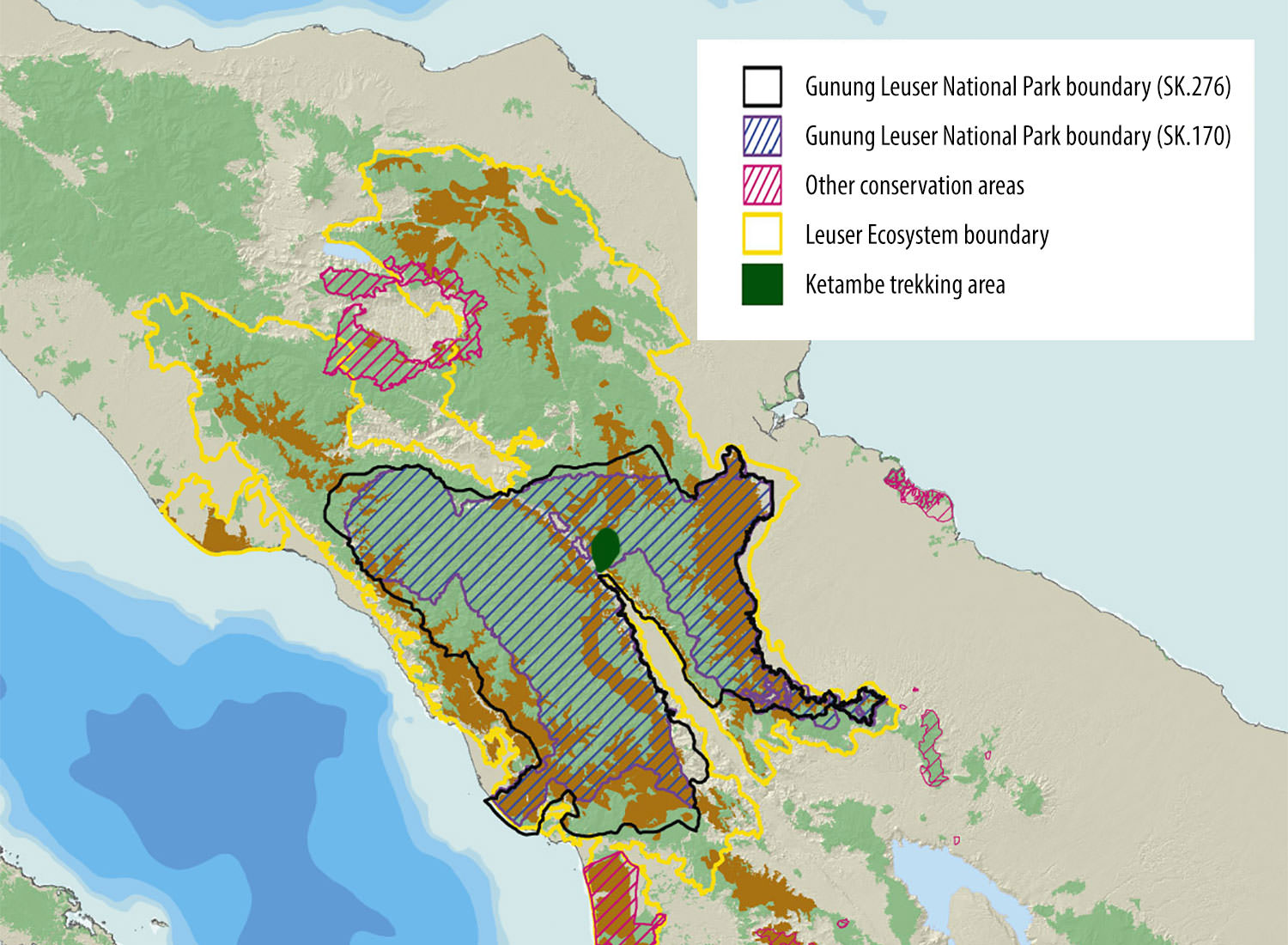 Map of the Gunung Leuser National Park in Sumatra