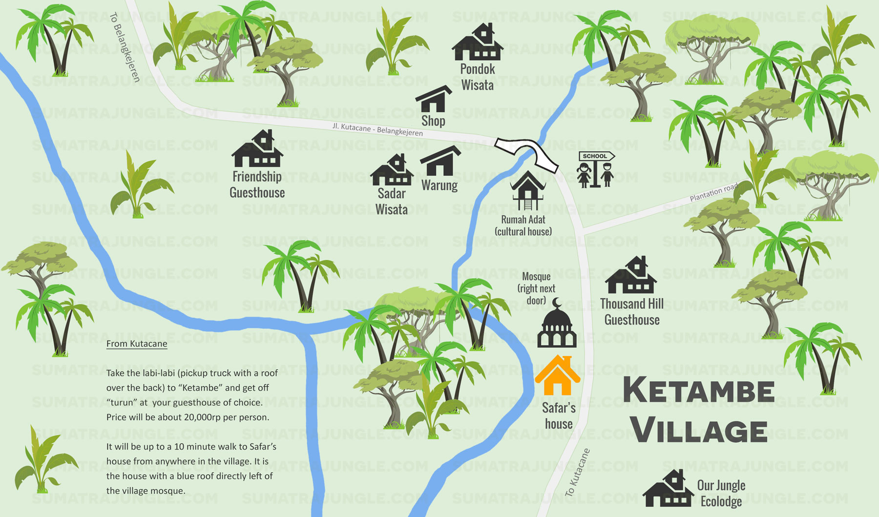 Ketambe map how to get to Ketambe