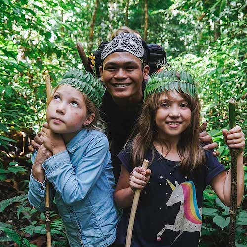 Safar Ketambe and family jungle trekking